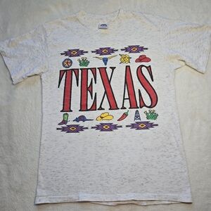 Vintage Texas Aztec T Shirt Mens Medium Cactus Longhorn Chile Cowboy Made In USA